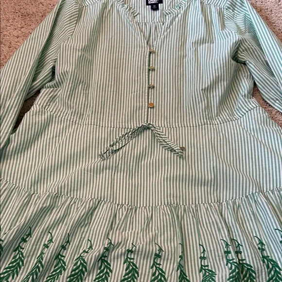 Lands' End Green Striped Dress with Floral Hem - Picture 9 of 12